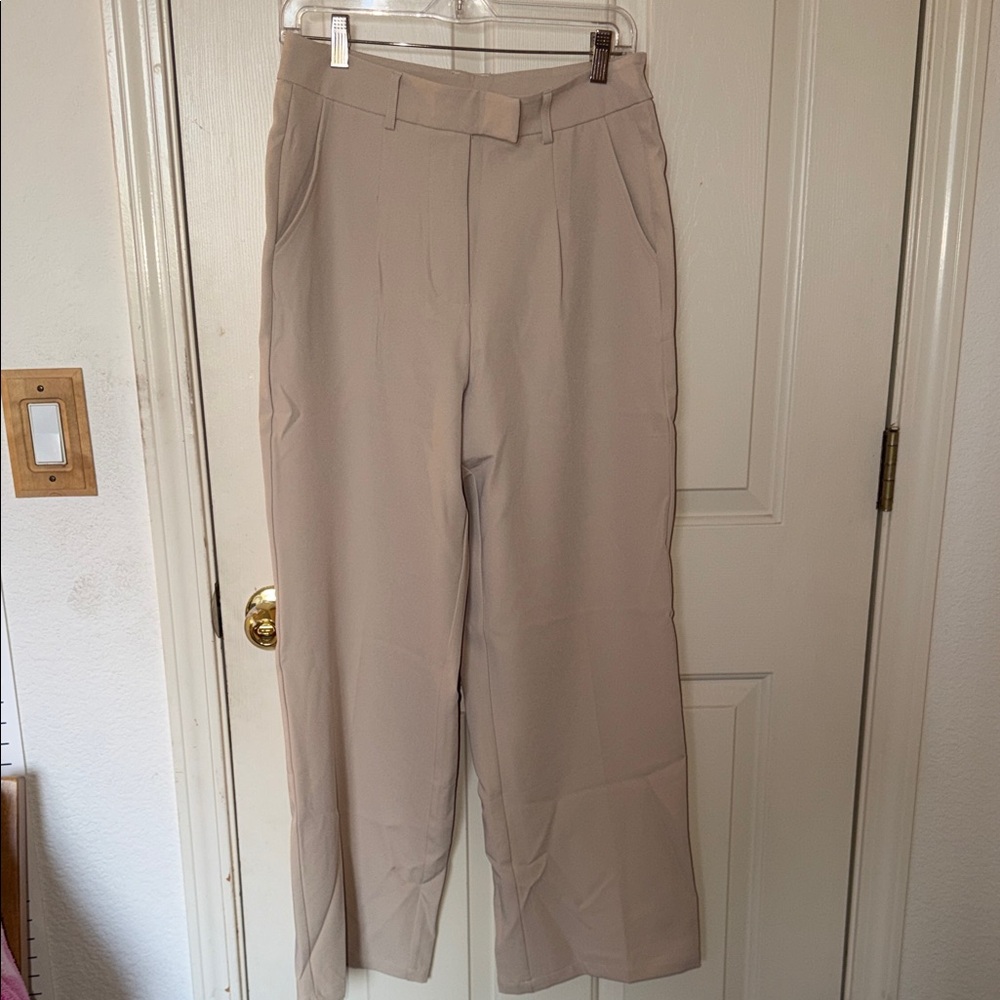 Amazon Women's Wide-Leg Dress Pants in Light Taupe